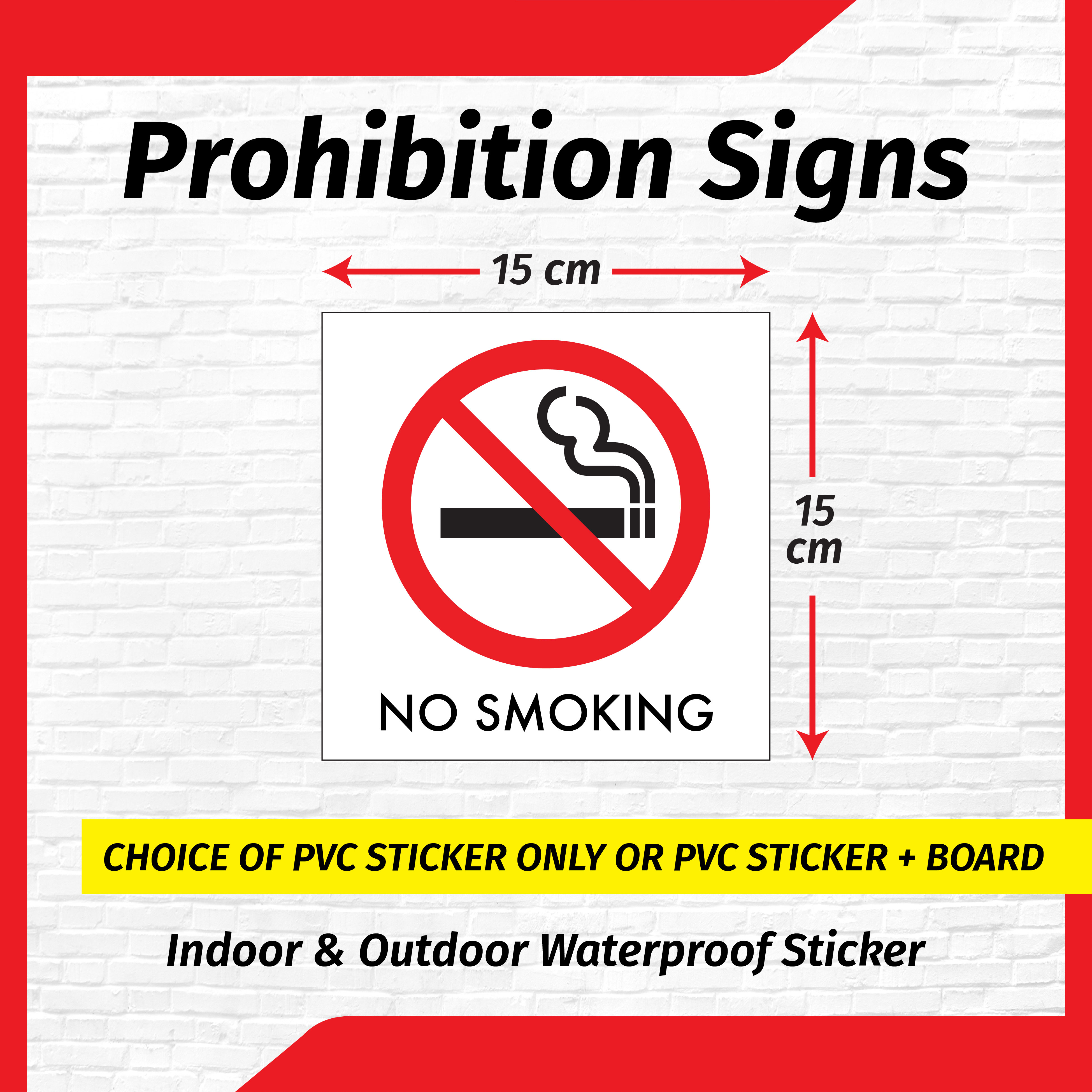 PVC Sticker Signs (15cm x 15cm) Vinyl Adhesive Sticker (Waterproof ...