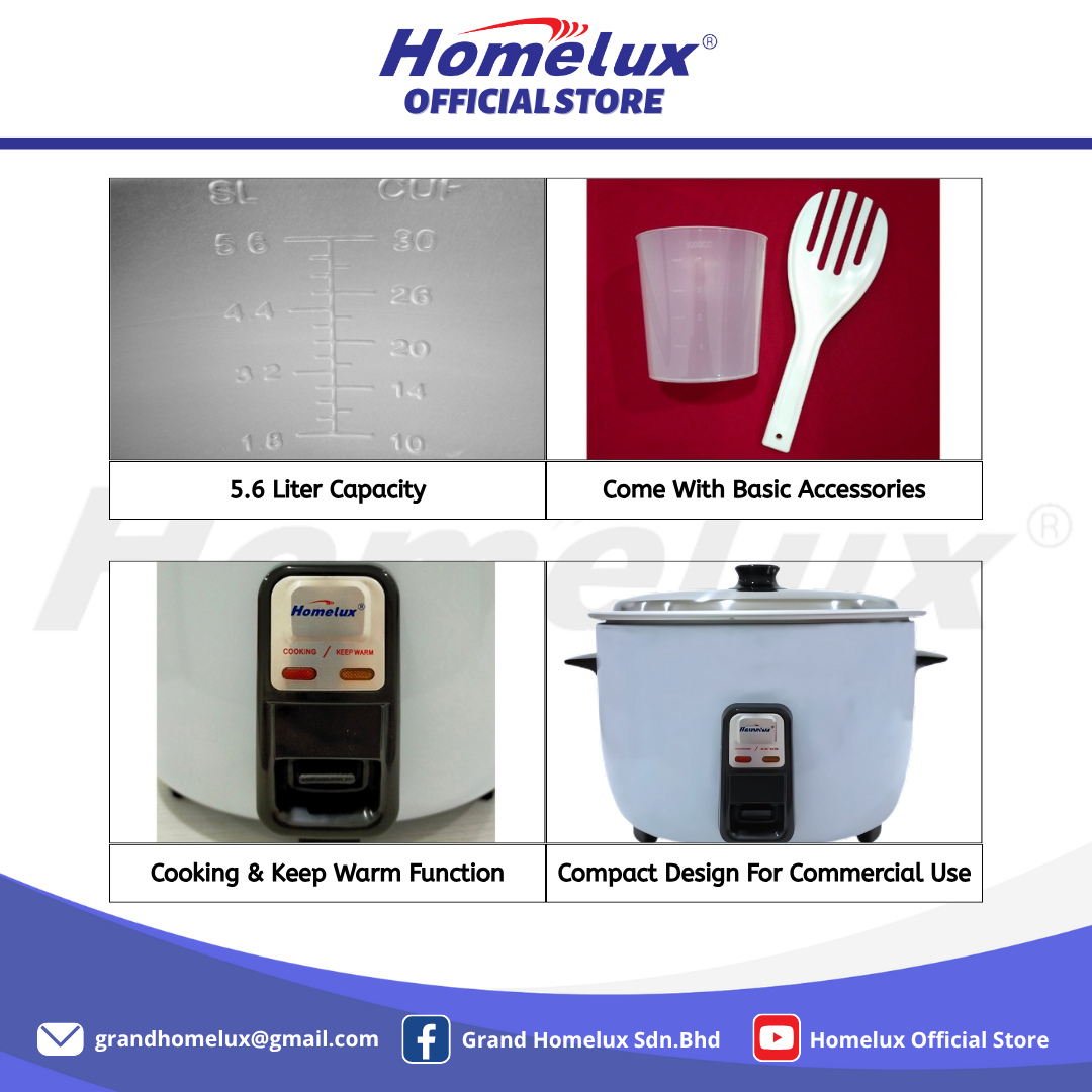[ SIRIM ] HOMELUX COMMERCIAL ELECTRIC RICE COOKER HERC SERIES HERC-06 ...