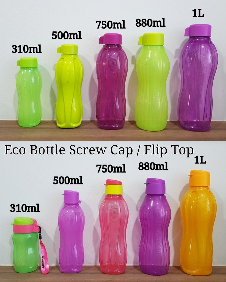Tupperware Eco Bottle Screw Cap Cover 310ml/ 500ml/ 750ml/ 1L Flip Top ...
