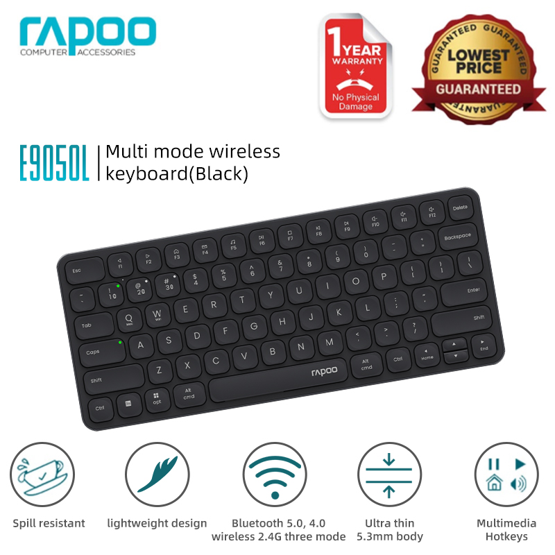 Rapoo E9050L Ultra-slim Multi-mode Wireless Keyboard | Shopee Malaysia