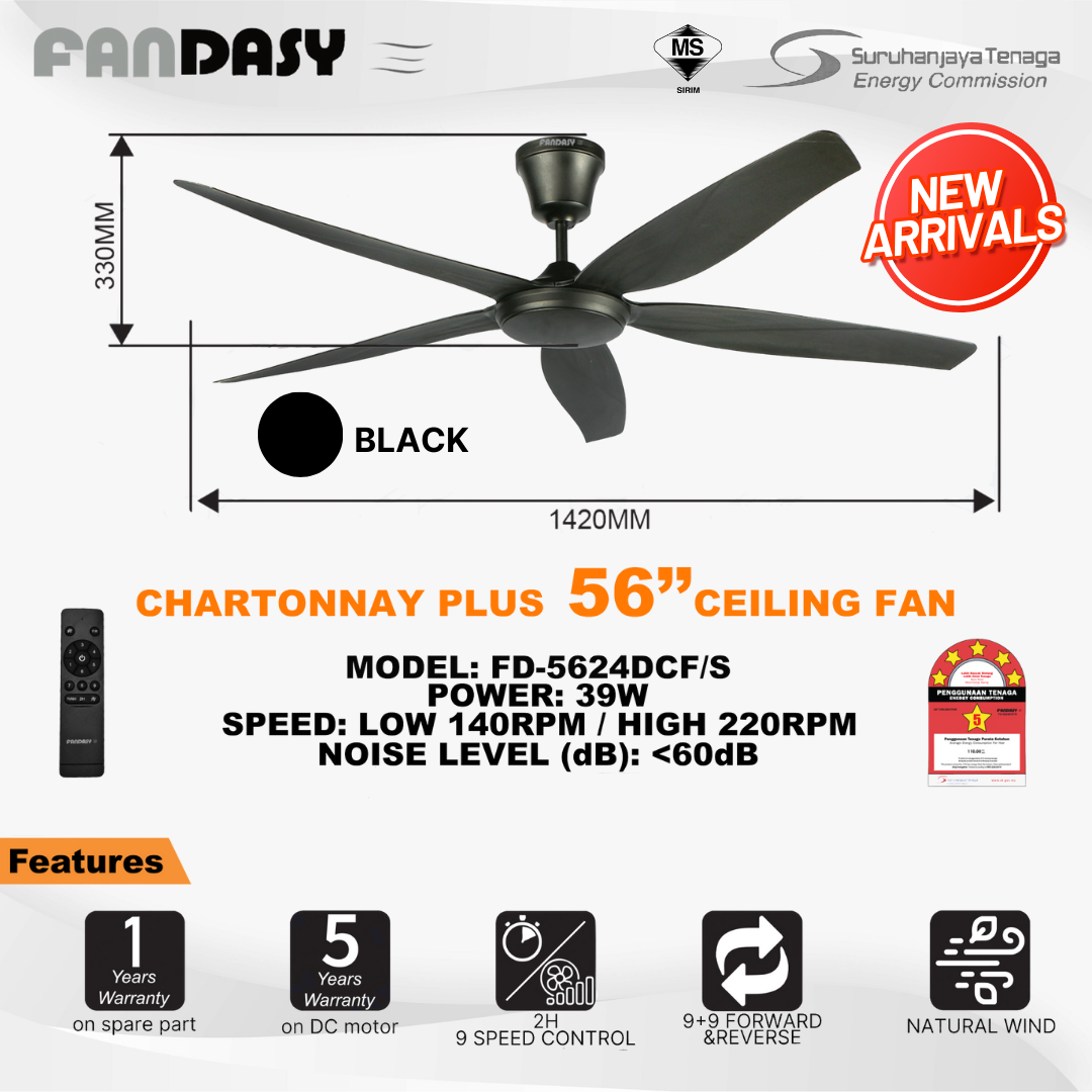 KDK K14RH/ K14PH / FANDASY (56”/140cm) Kipas Siling Ceiling Fan Remote ...