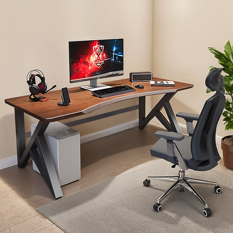SEVENWOOD Meja Computer Gaming Table Bedroom 120-140cm Walnut Computer ...