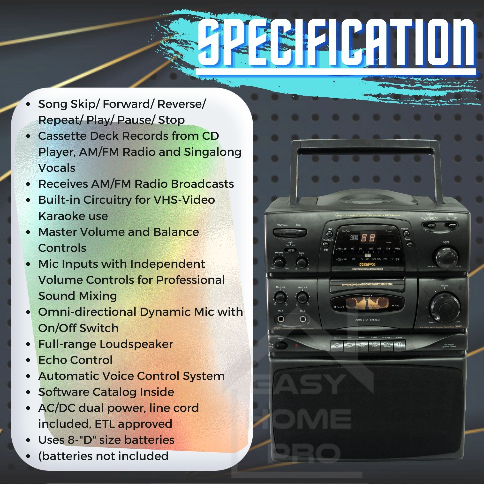 [PAINT DEFECT]GPX C1400 CD Micro Hi-Fi HiFi Component System CD Radio