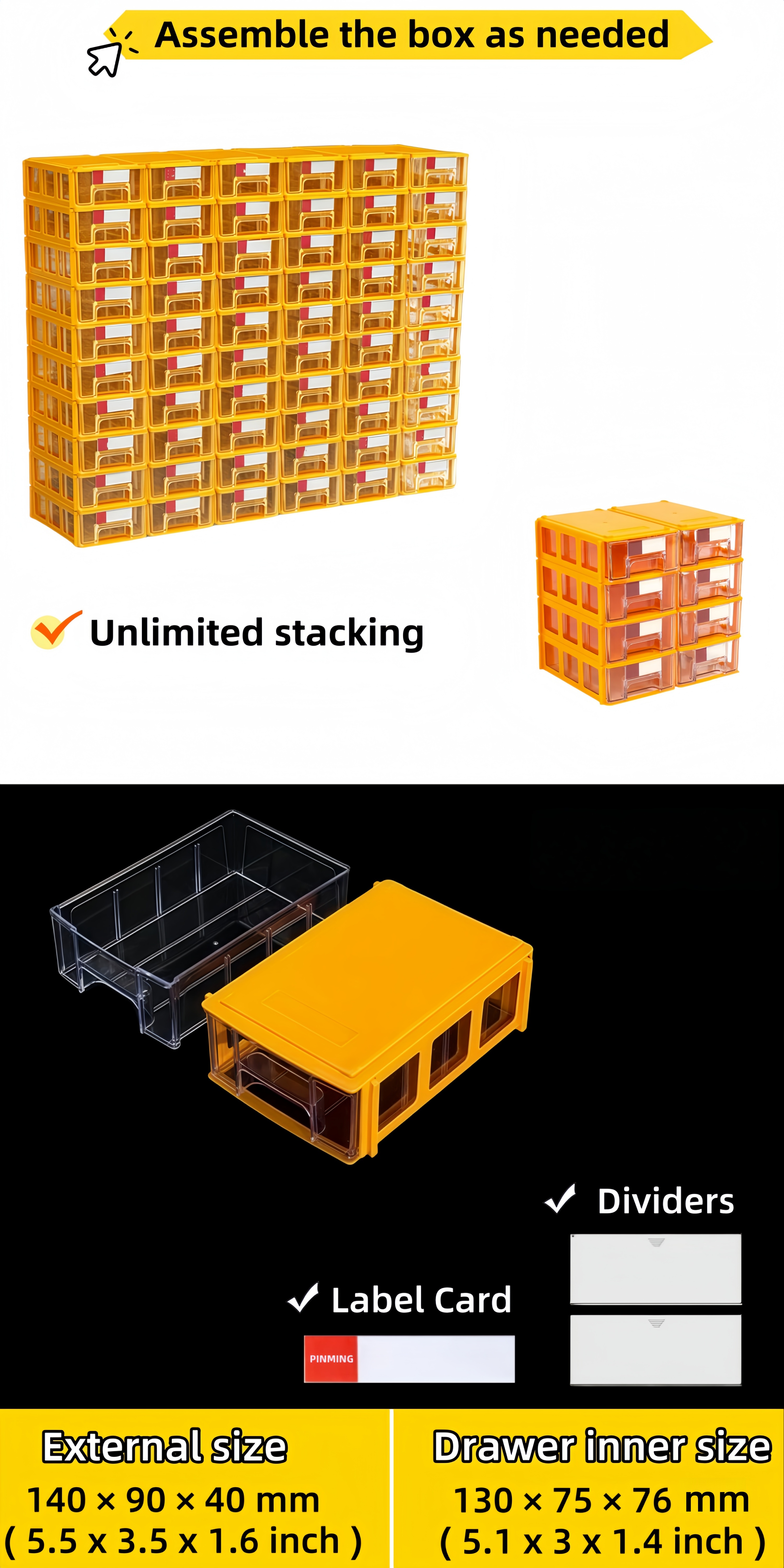 Plastic Stackable Parts Toys Storage Drawer Tool Art And Craft Jewelry ...