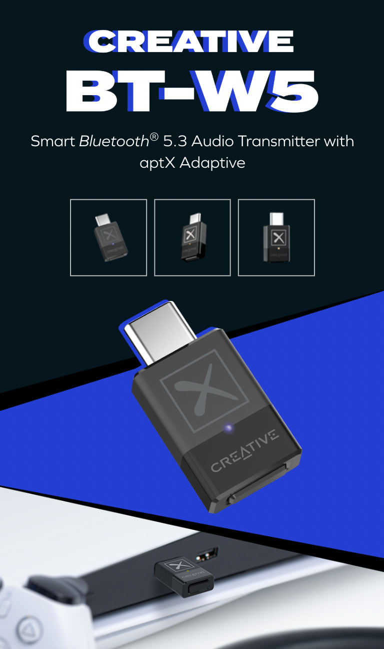 Creative BT-W5 Smart Bluetooth® 5.3 Audio Transmitter with aptX ...
