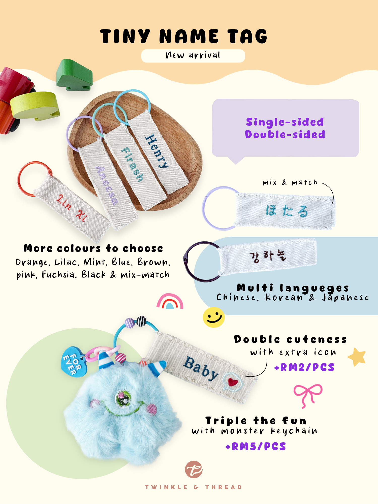 Tiny Personalised Kids Adult Name Tag Bag Charms Bag Tag l Family ...