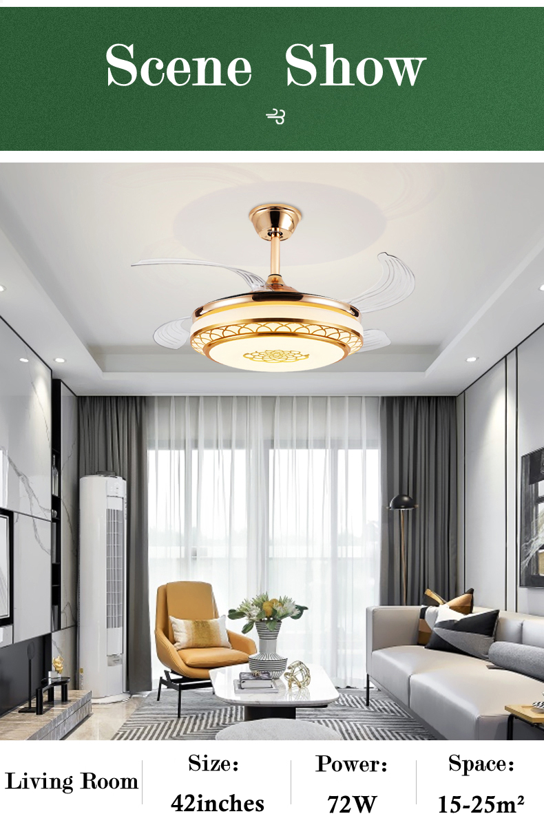 LED Ceiling Fan With Light 42 inch Kipas Lampu LED Chandelier Fan Lamp ...