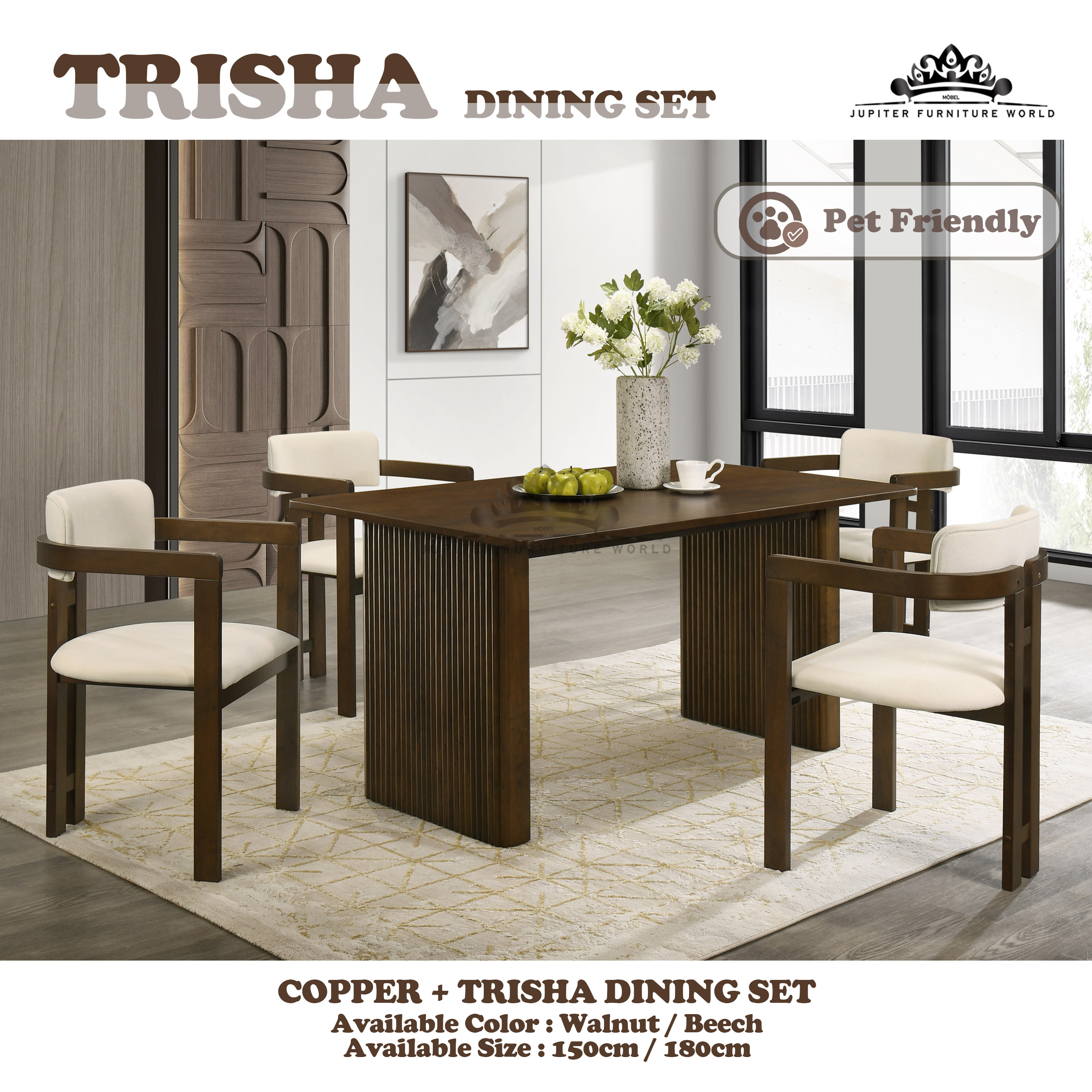 FREE SHIPPING [JFW TRISHA DINING SET]- SET MEJA MAKAN /MEJA MAKAN 4 ...