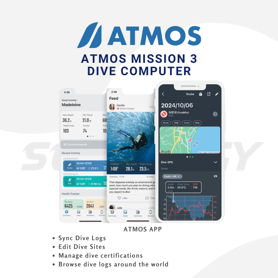 ATMOS Mission 3 Dive Computer Dive Watch for Scuba Diving Freedive ...