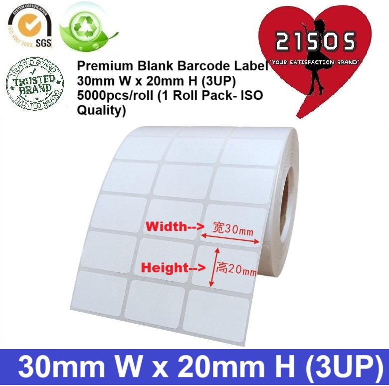 Premium ISO Blank Barcode Label 30x20mm Sticker 30x20 3UP Avery AP ...