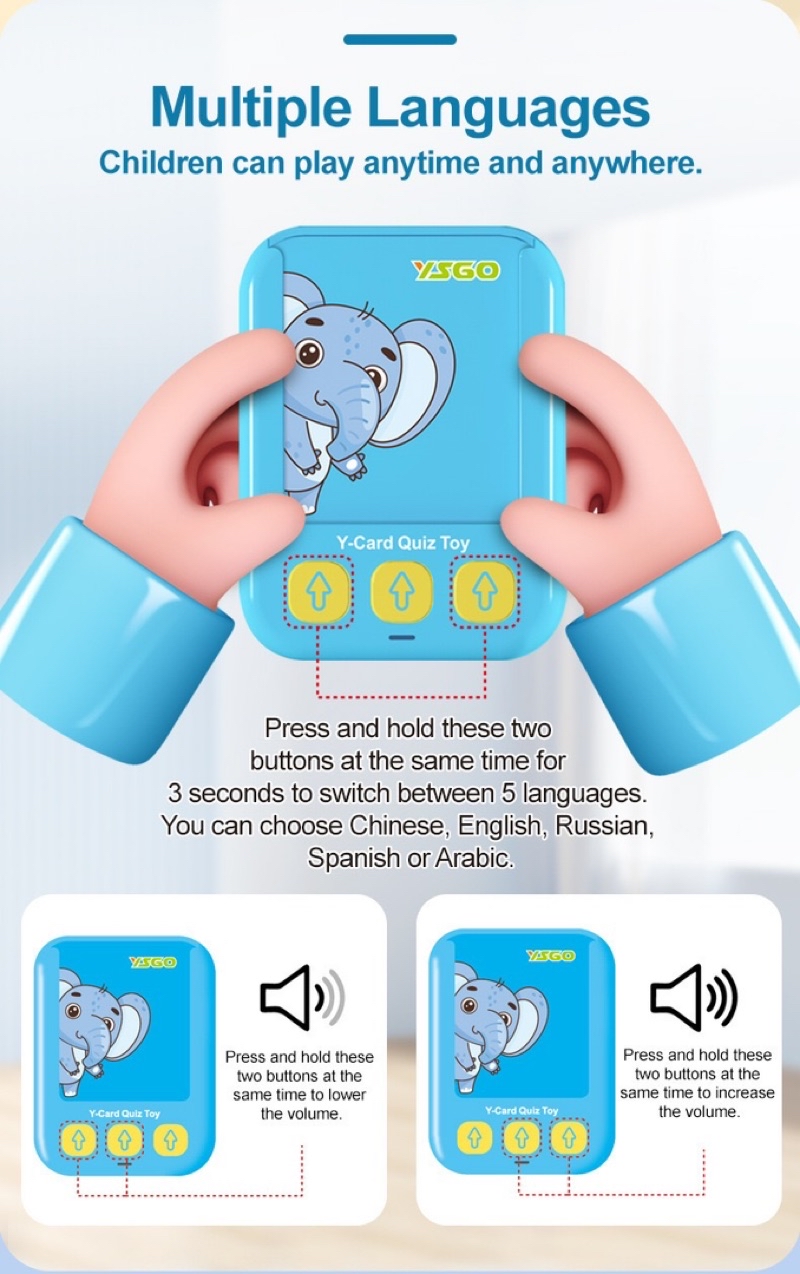Flash Card Reader Kids Toys Smart English Speaker Educational Card ...