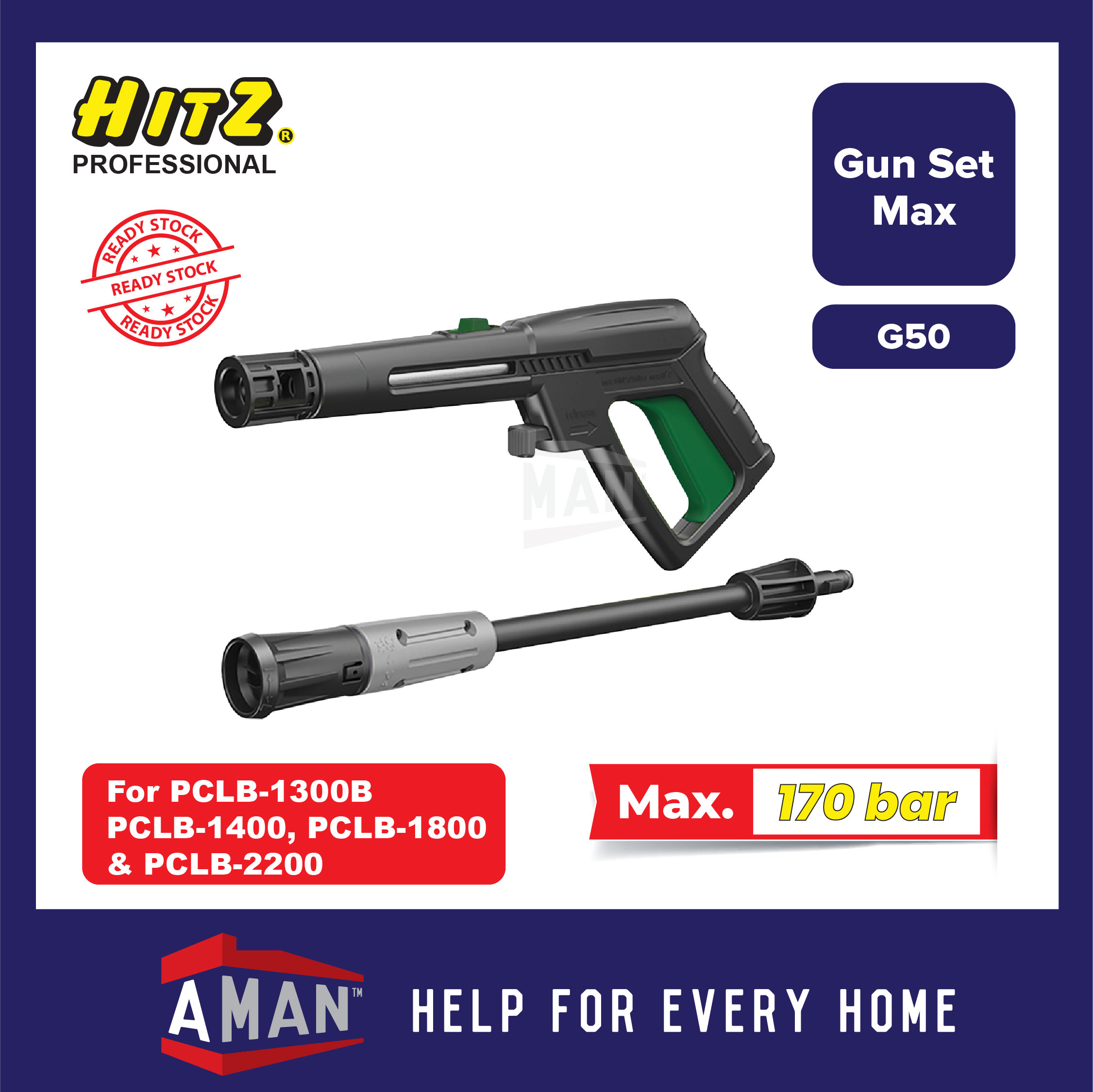 HITZ High Pressure Cleaner Gun Set Water Jet Gun Car Wash Floor Tiles