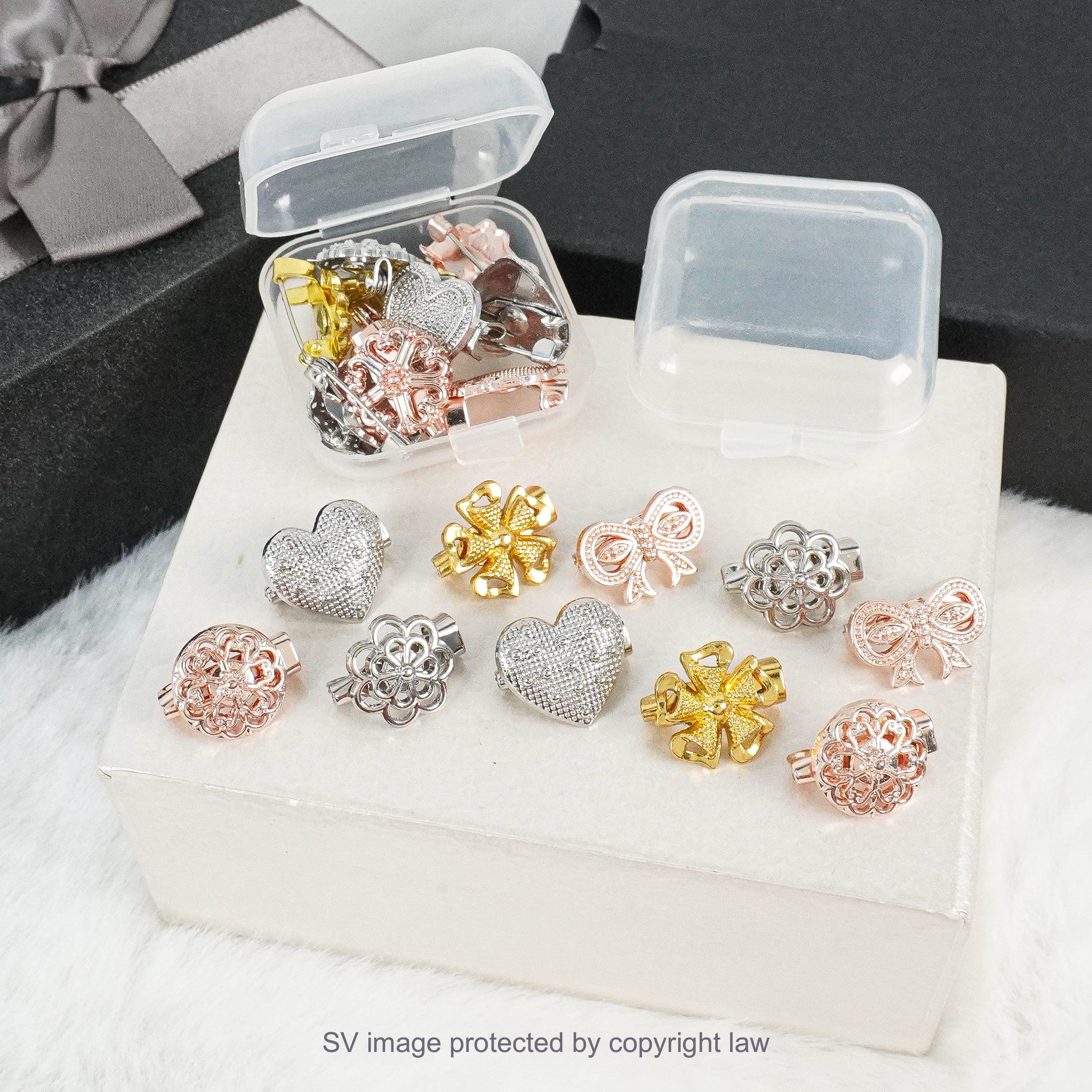 SV Mini Plastic Box Transparent Container Earbud Brooch Storage Pills ...