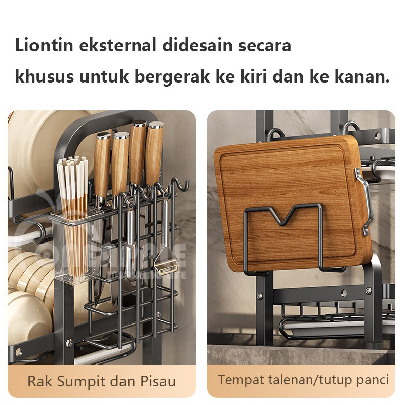UPGRADE VERSION 2L & 3L Stainless Steel Kitchen Dish Drainer Rack with ...
