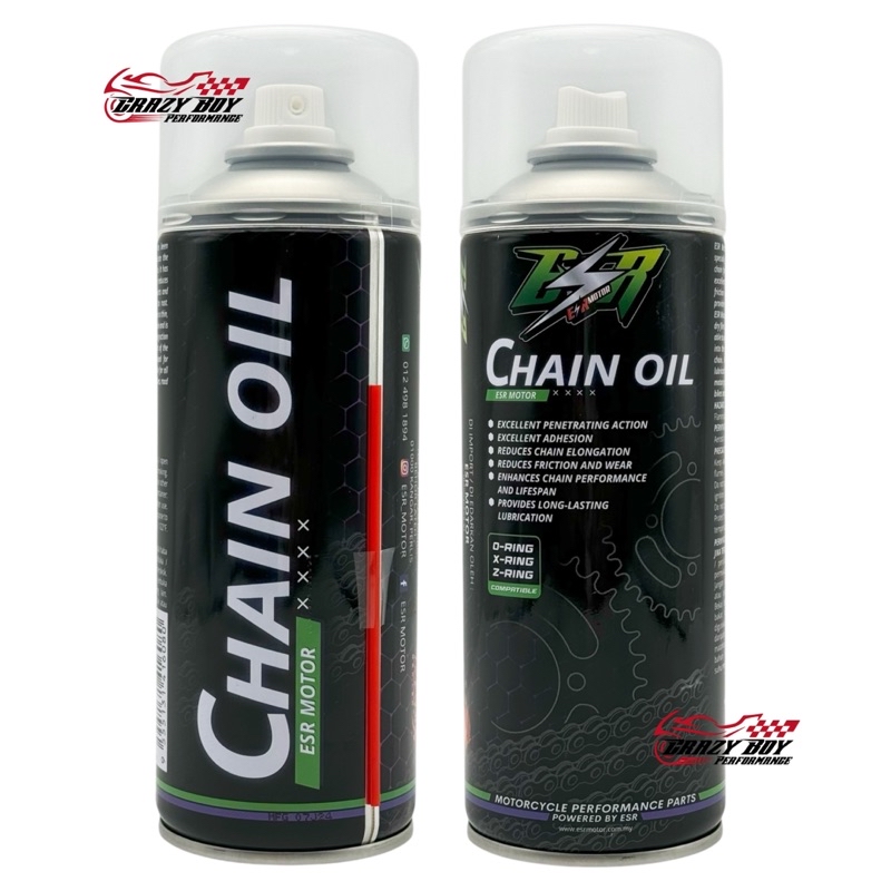 ESR MOTOR SPRAY CHAIN OIL CHAIN LUBE 400ML 100% ORIGINAL ESR MOTOR RED ...