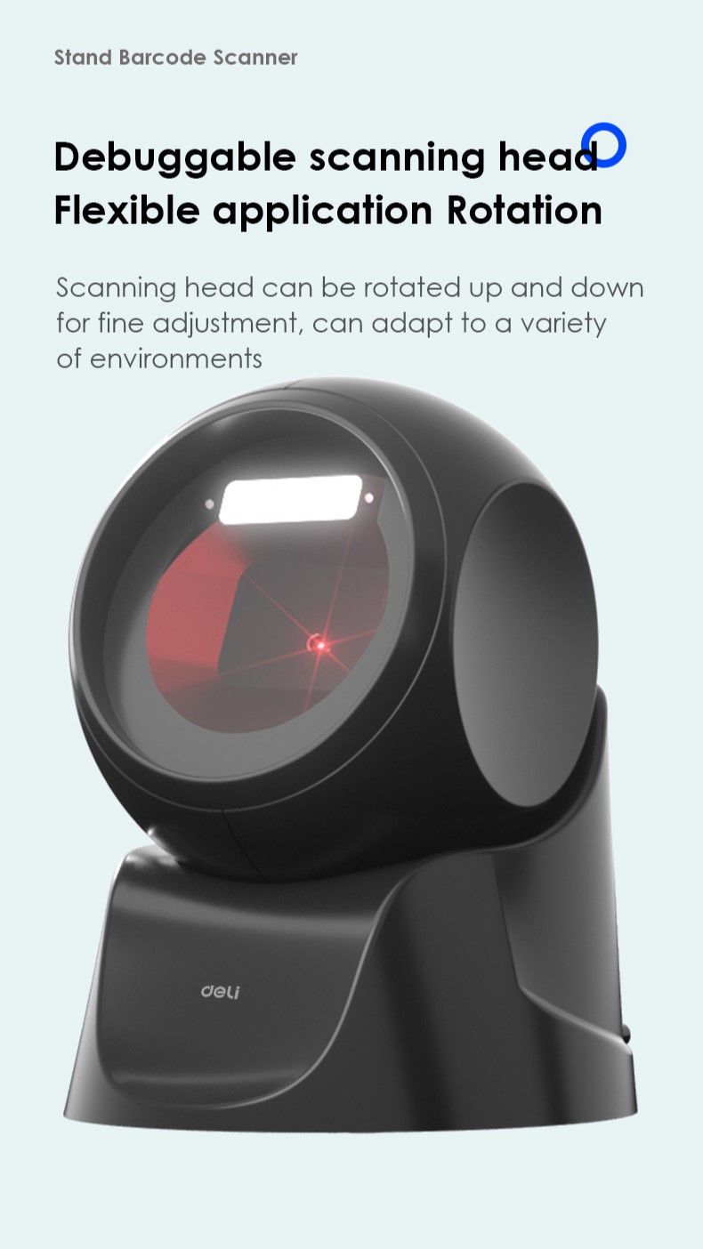 Deli Stand Barcode Scanner 1D 2D LED Table QR Code Scanner Phone QR ...