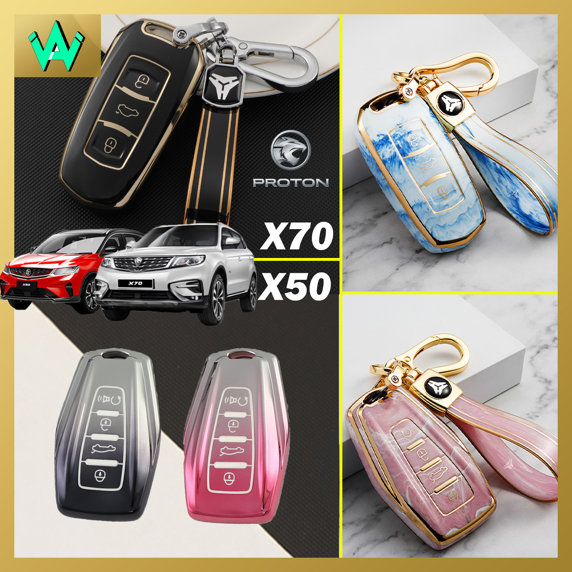 Car Key Cover Case Casing Sarung Kunci Kereta Proton X50 X70 Key ...