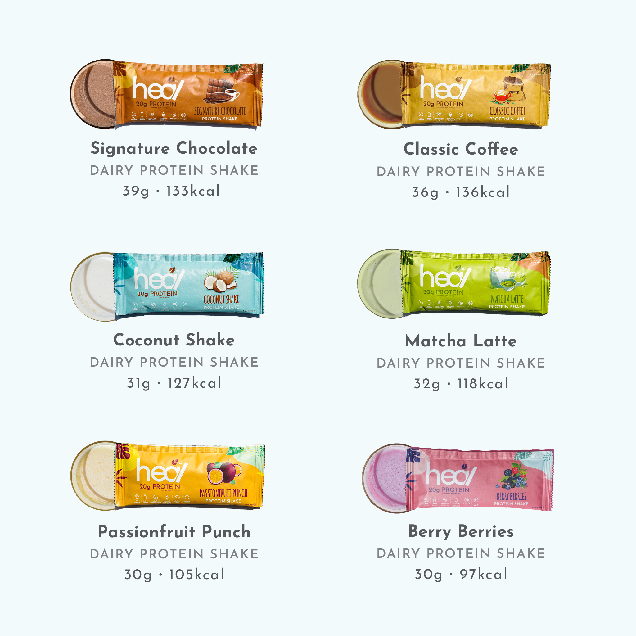HEAL PROTEIN SHAKE SACHET Powder Pack Whey Protein/Pea Protein/Plant ...