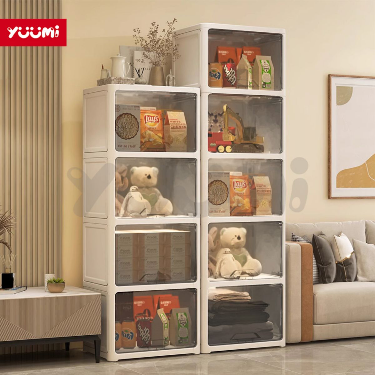 Yuumi New Large Space Transparency Almari Baju Plastik Cabinet Storage ...
