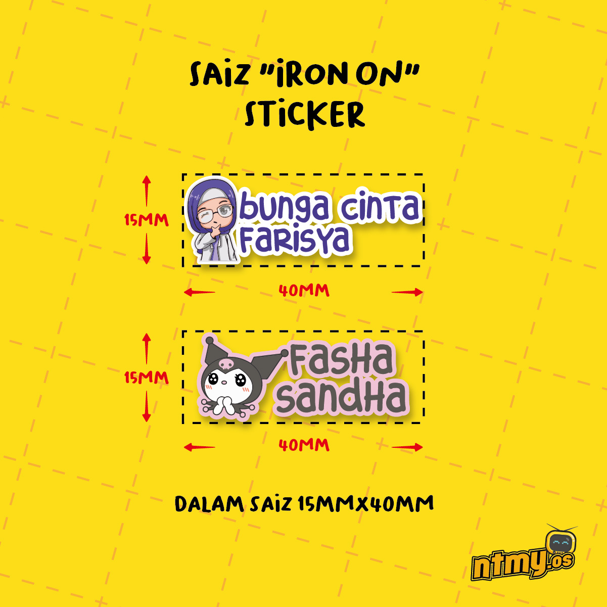 NTMY Label Sticker Name Iron On Sticker Nama Sticker Baju Iron On ...