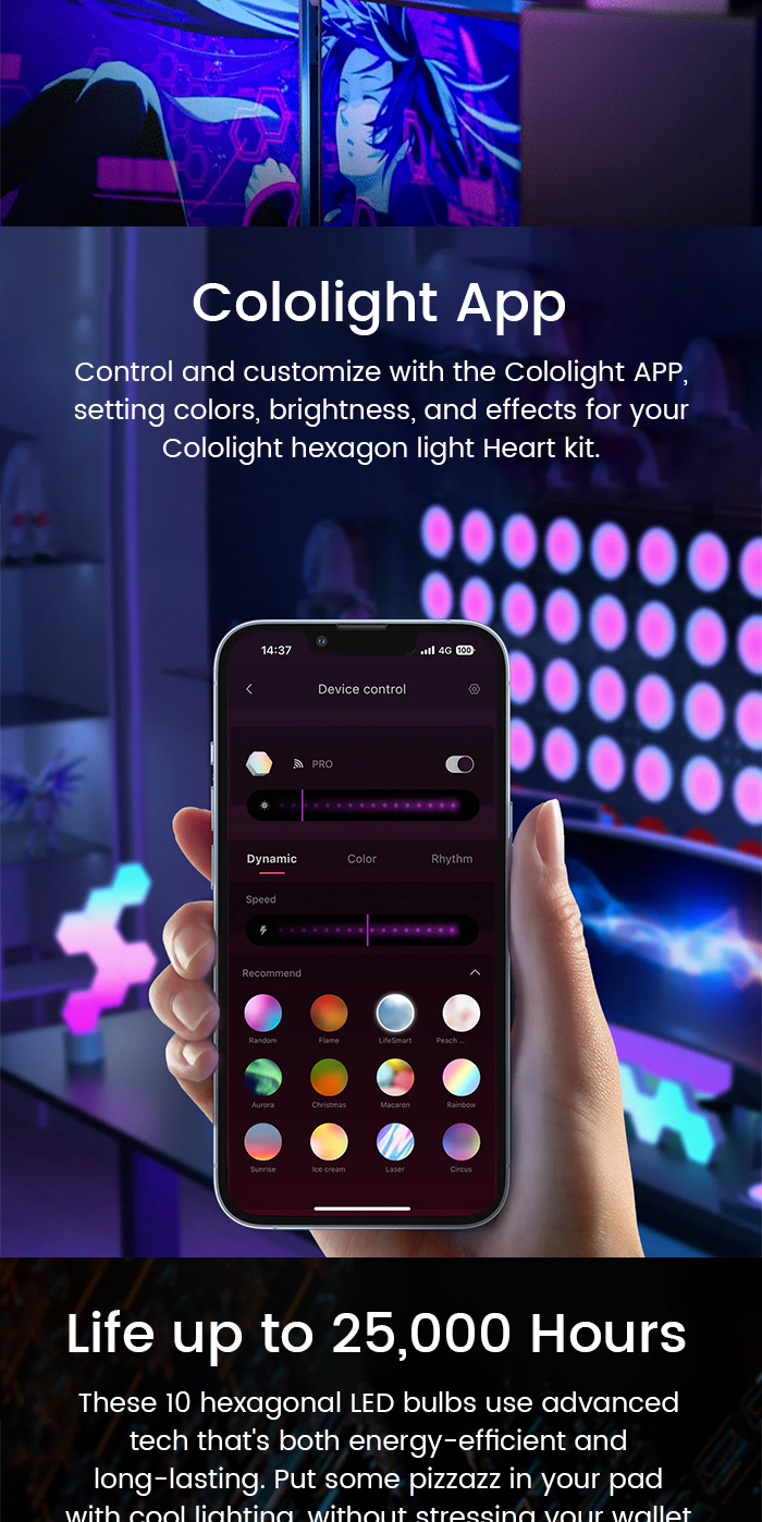 COLOLIGHT HEXAGON HEART RGB Light Pro Gaming Light Creative Smart ...