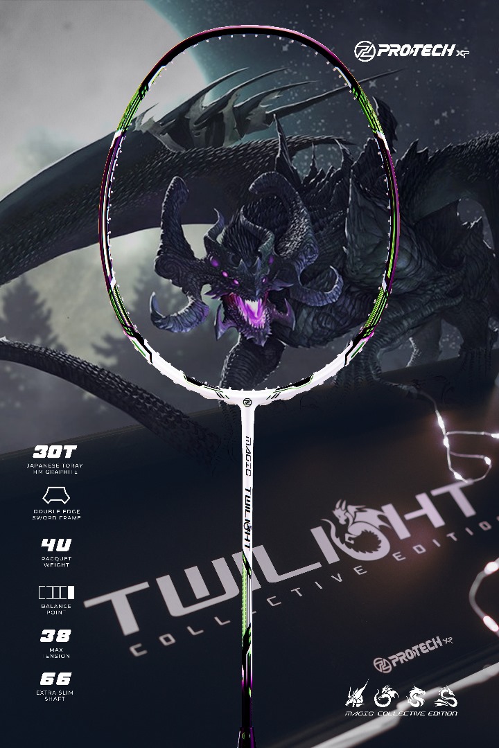 PROTECH MAGIC TWILIGHT (4UG1)(MAX 38LBS)(Advance Level)Badminton Racket ...