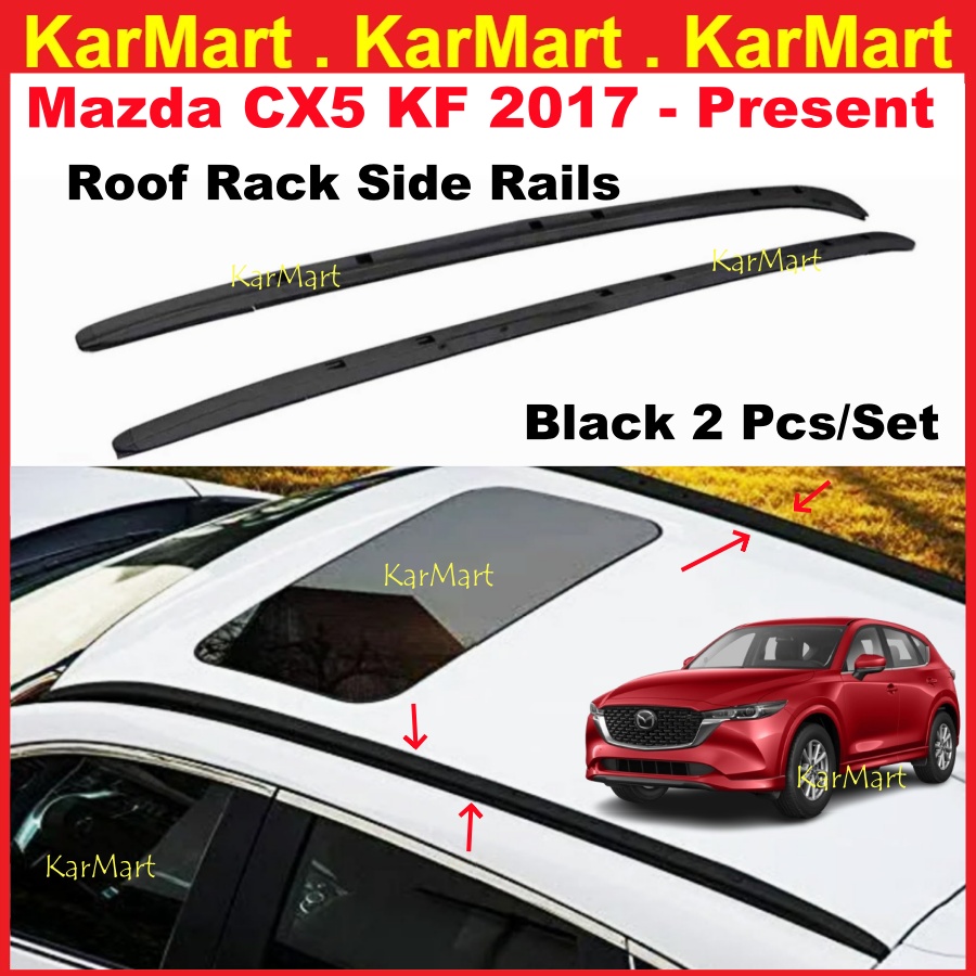 Mazda CX5 KF 2017 - Present Glossy Black Roof Rack Side Rails Roof Bar ...