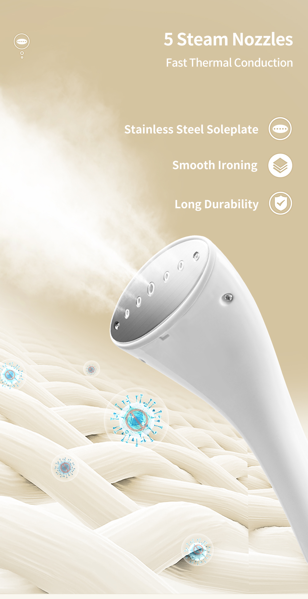 Simplus Iron Steam Garment Steamer 2000W 11-Iron Mode Stainless Steel ...