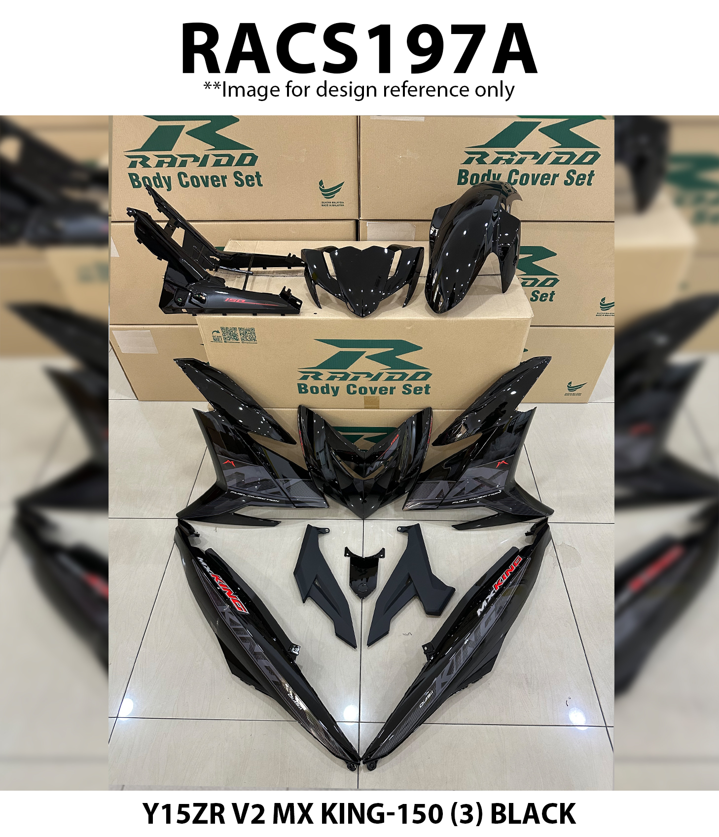 Yamaha Ysuku Y15zr V1 V2 Mx King-150 (3) Black Sticker Tanam Stripe ...