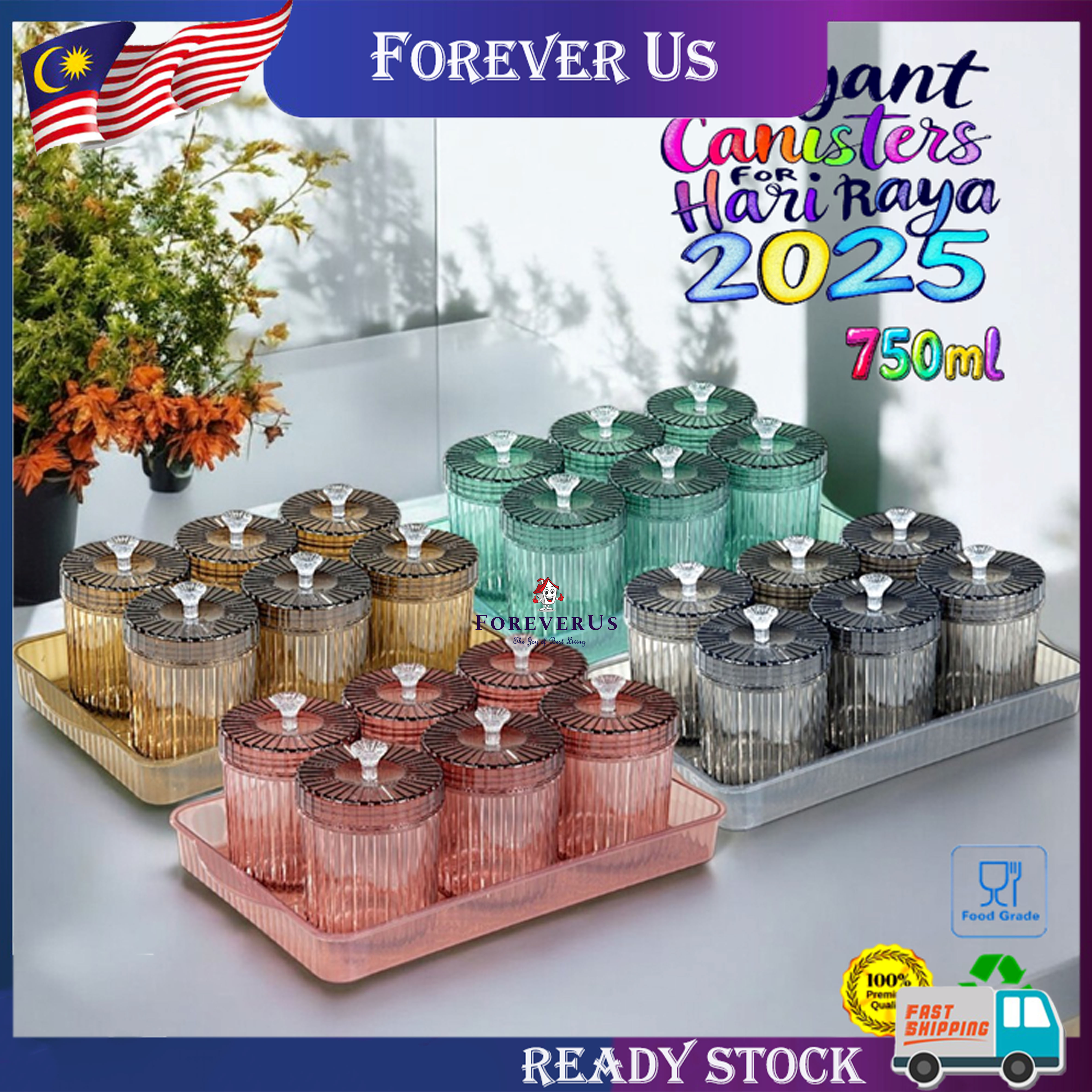 6pcs Bekas Kuih Raya Set 750ml /Cookies Container Set /Bekas Kuih Raya ...