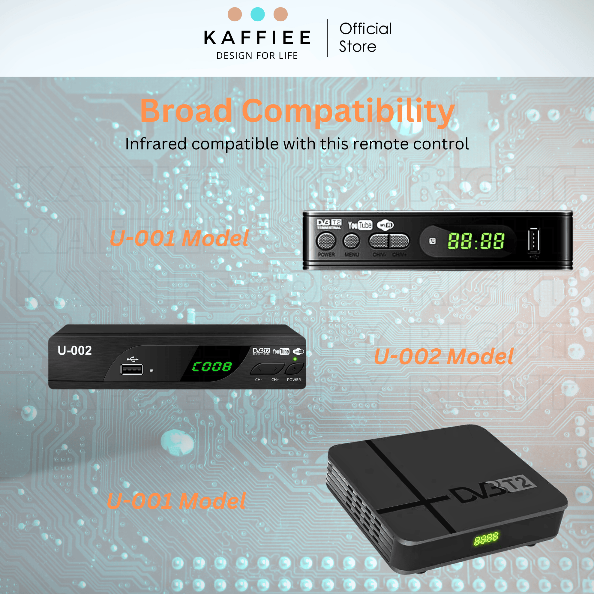 KAFFIEE Original DVB-T2/S2 Controller Remote Kontrol Controller Decoder ...