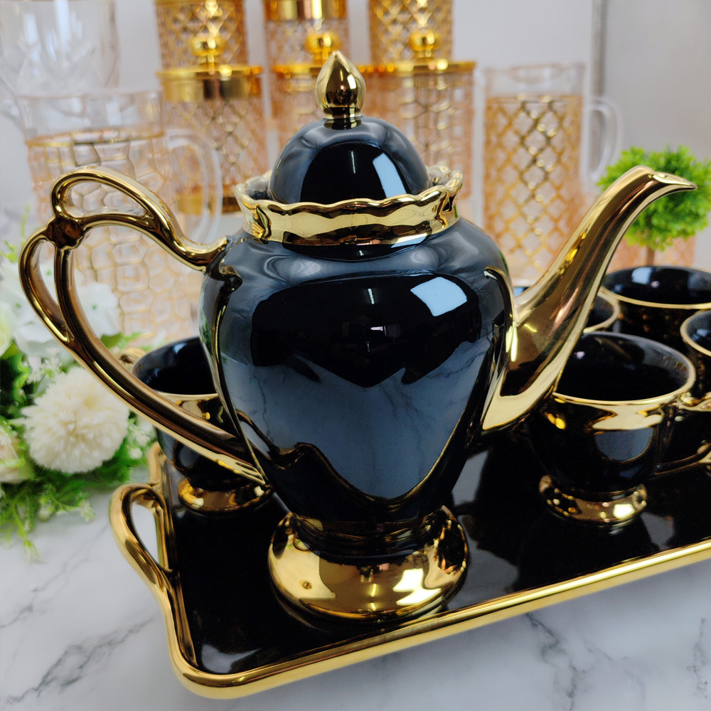 Luxury Porcelain Teapot Set With Tray Tea Cup Set Mugs Tea Pot Coffee ...