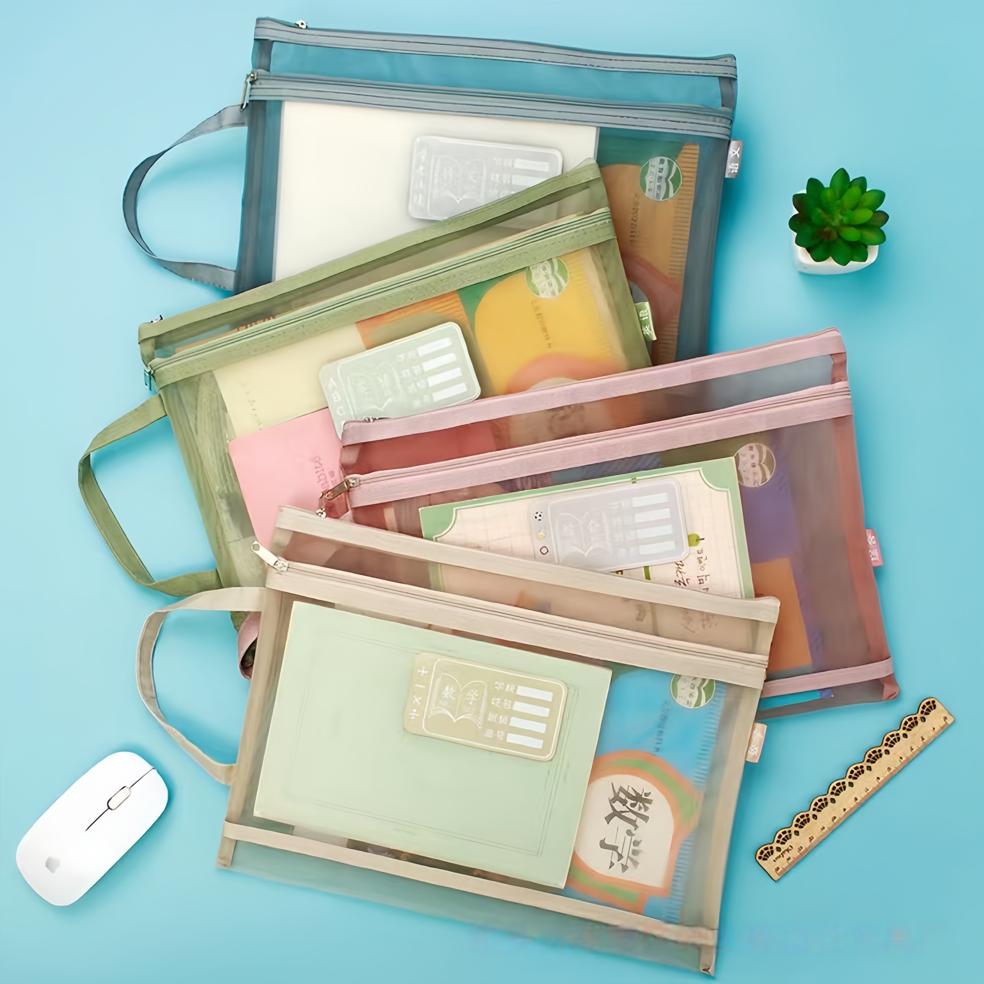𝐀𝐍𝐓𝐈-𝐓𝐄𝐀𝐑 Double Layer Nylon Document Bag Mesh File Folder A4 A5 Paper ...