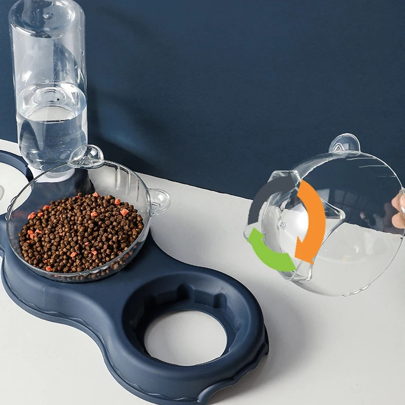 3 IN 1 Pet Bowl Dog Cat Food Bowl Auto Feeder Mouth Neck Guard Food ...