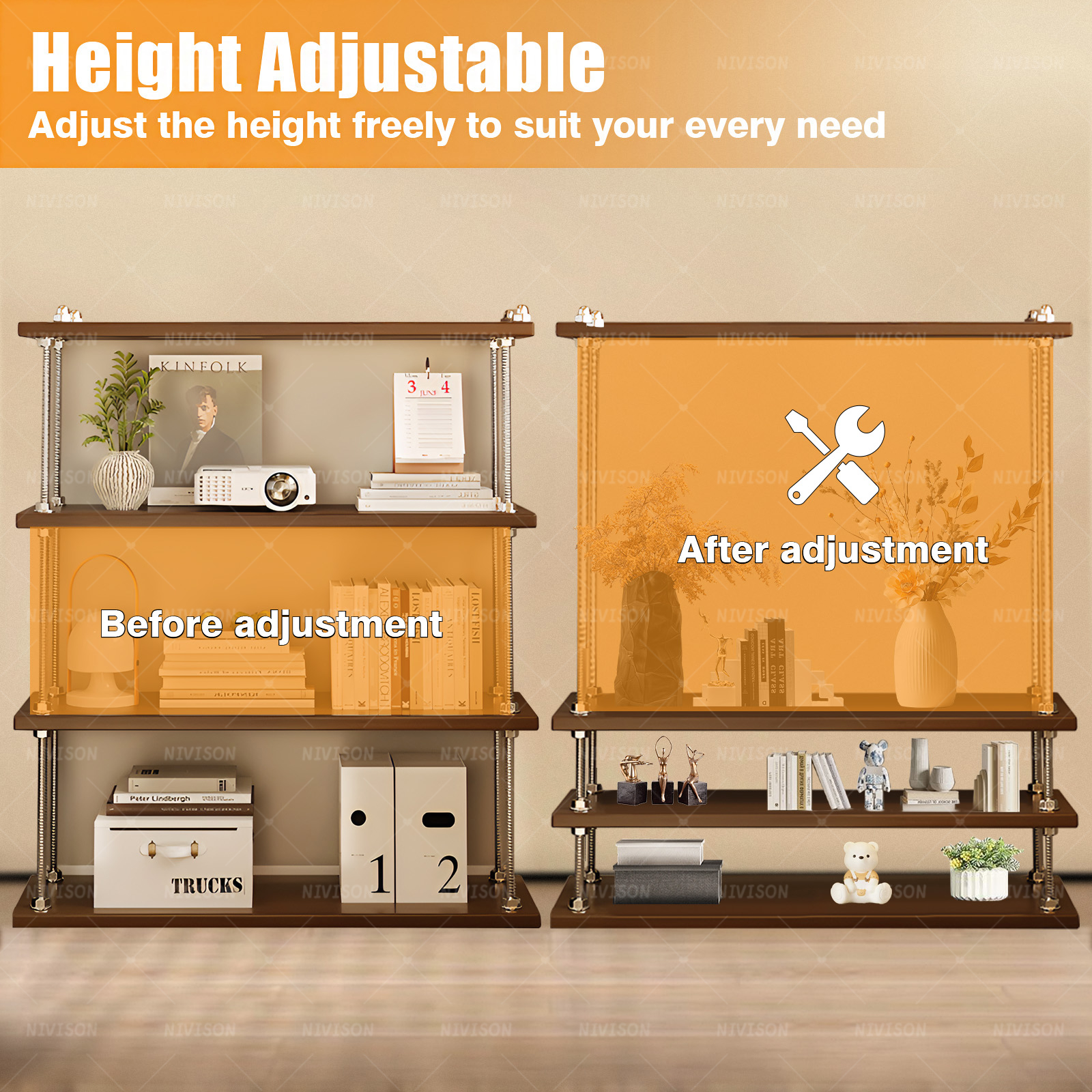 NIVISON Multifunctional Shelf Rack Nordic 3-4 Layers DIY Simple Storage ...
