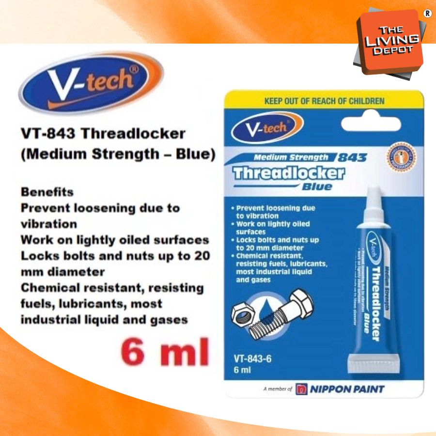 V-TECH Threadlocker 50ML/6ML (Medium Strength – Blue) VT-843 | Shopee ...
