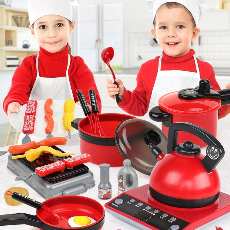 Kids Kitchen Simulation Play Toys Cookware Toy Set Cooking House Masak ...