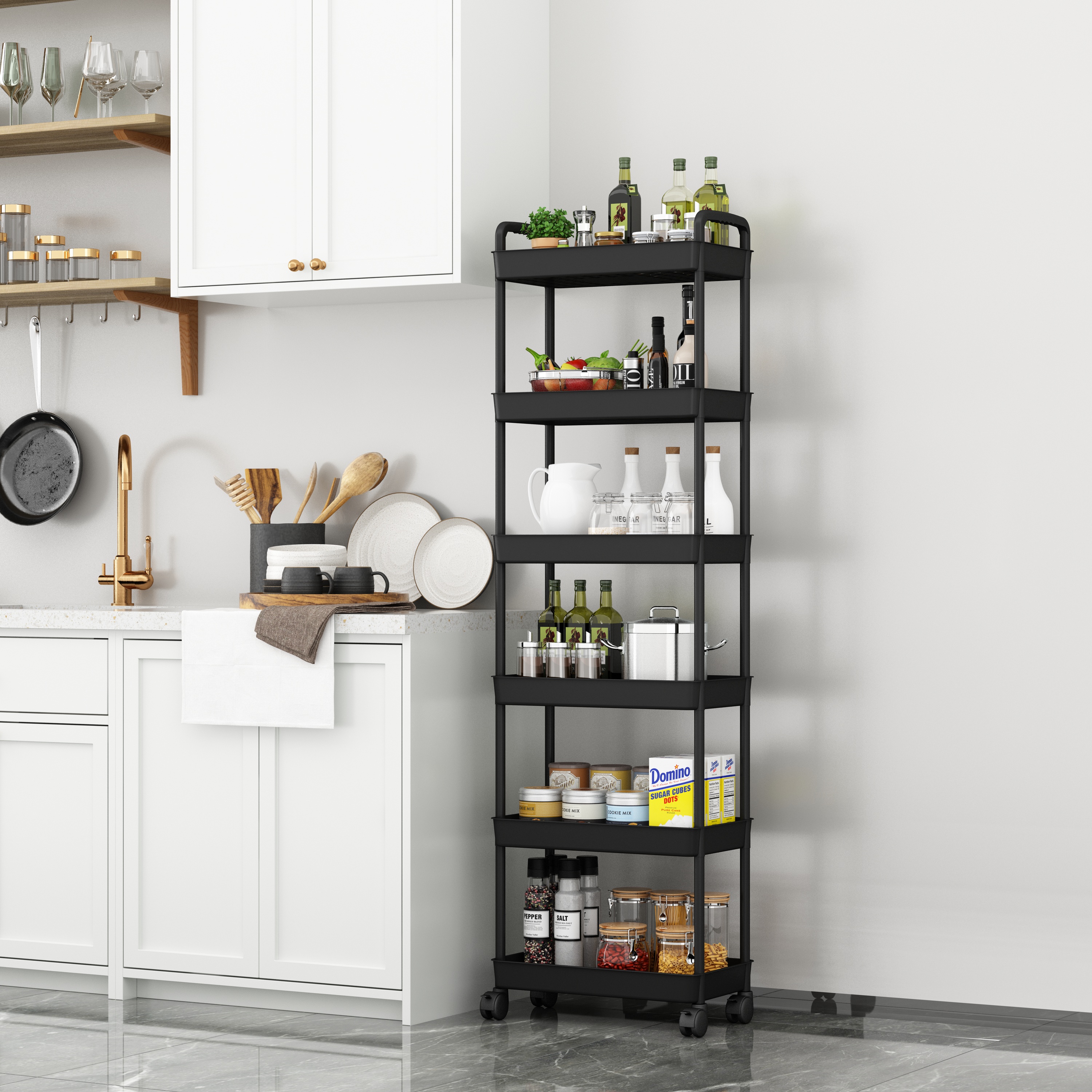 5 Tier Ikea Trolley Rack Wheel Multifunction BookShelf Storage Kitchen ...
