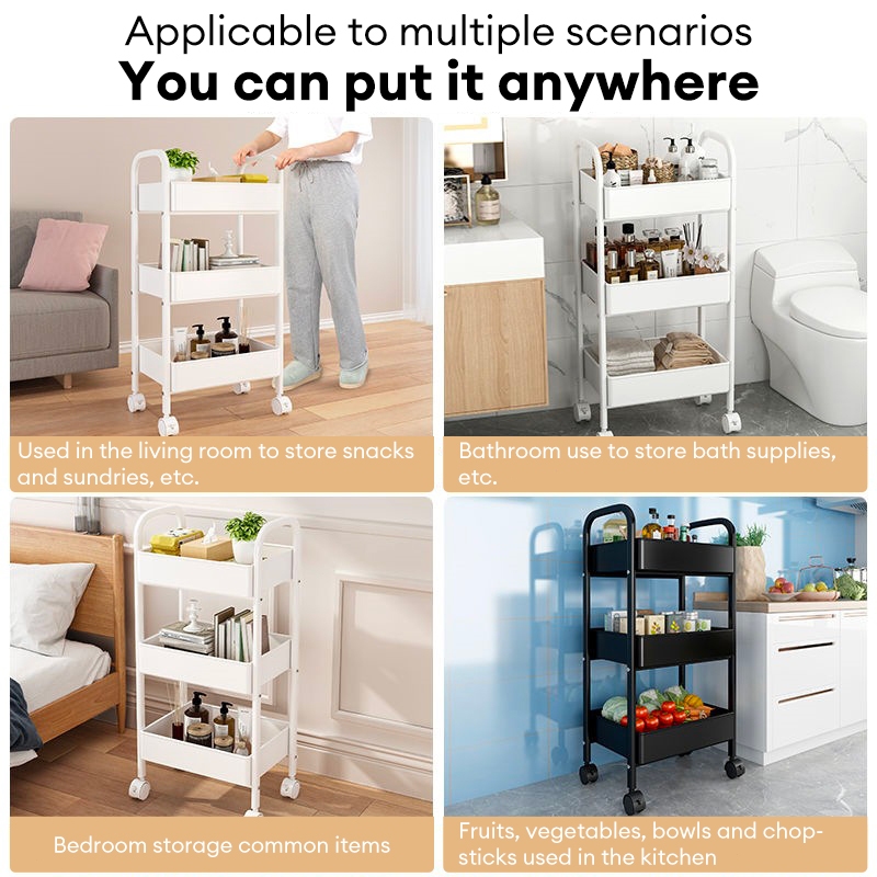 [100% Steel]Multilayer Trolley Movable Storage Rack With Wheels&Handle ...