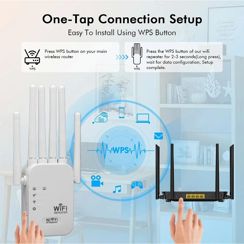 OOKAS 2.4G/5Ghz Wireless WiFi Repeater 1200Mbps WiFi Amplifier 4/6 ...