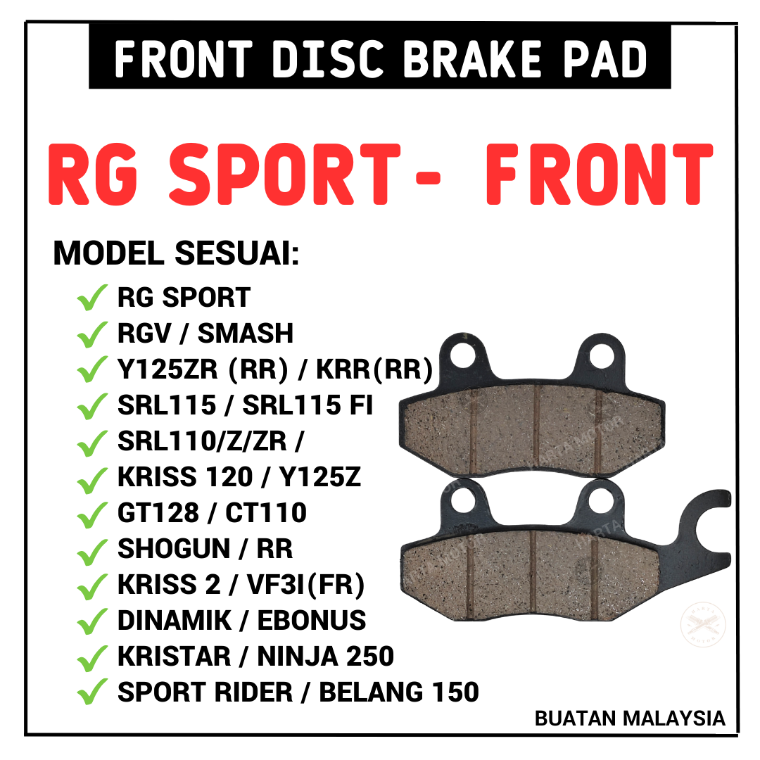 FRONT DISC BRAKE PAD RG SPORT - RGS RGV SMASH Y125ZR SRL115 FI KRISS ...