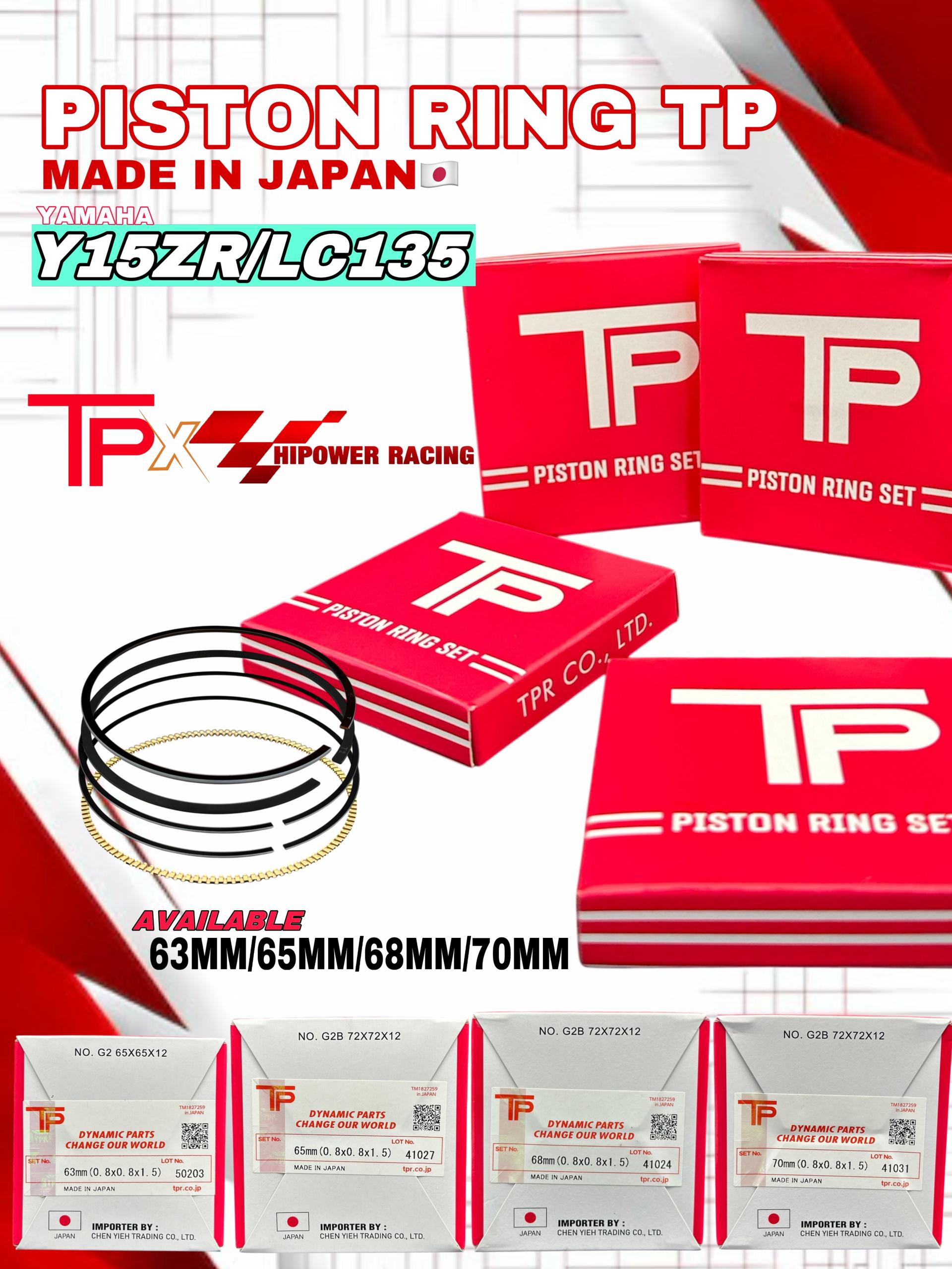TP PISTON RING - MADE IN JAPAN - Y15 135LC FZ150 NVX Y16 AEROX SNIPER ...