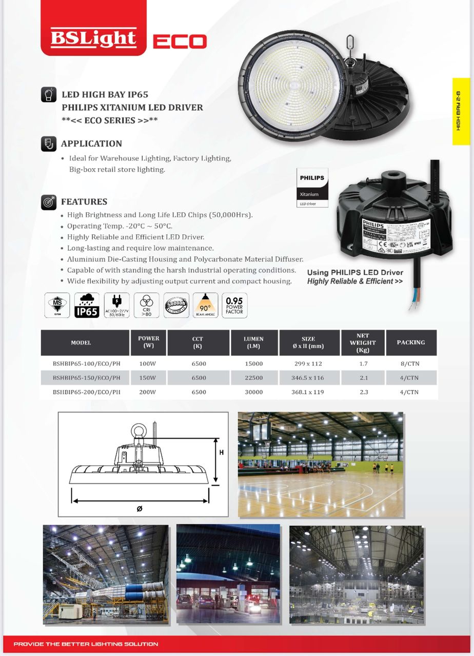 BS Light ECO Series LED UFO Highbay 100W | 200W 6500K with Philips ...