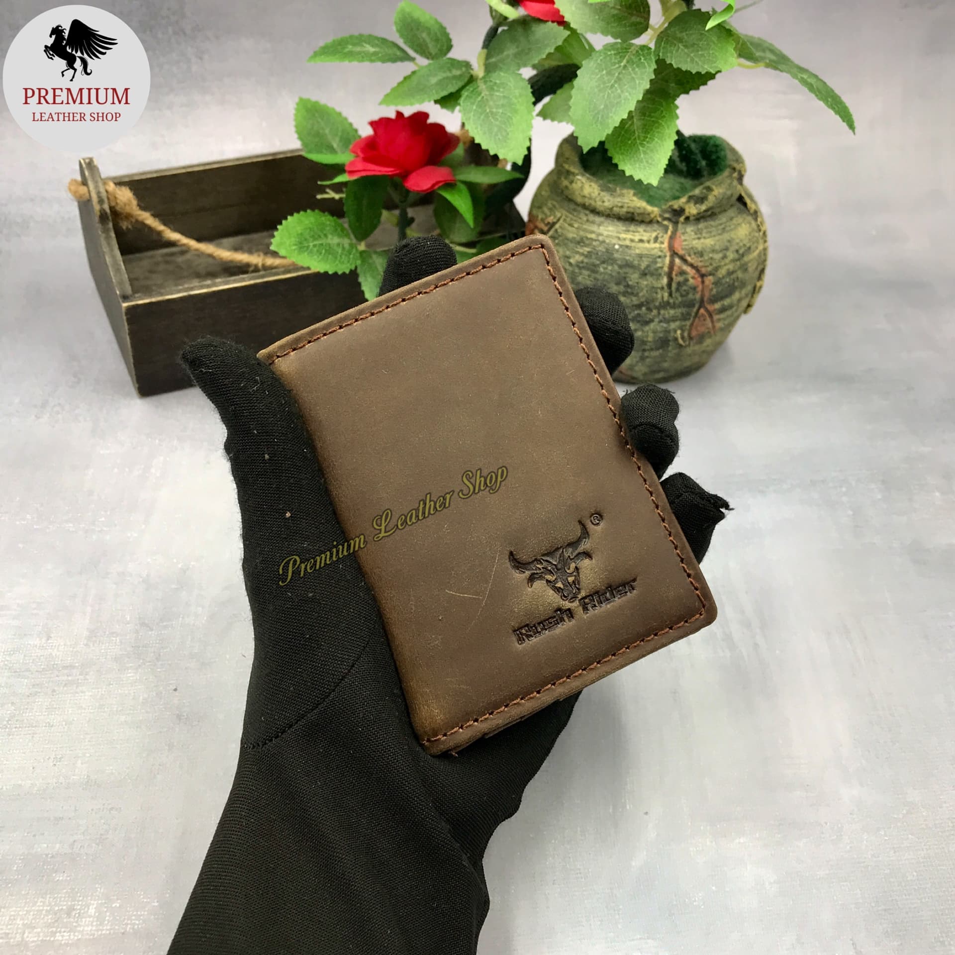 Rush Rider Full Grain Cow Leather Card Holder Wallet Credit Card Holder ...