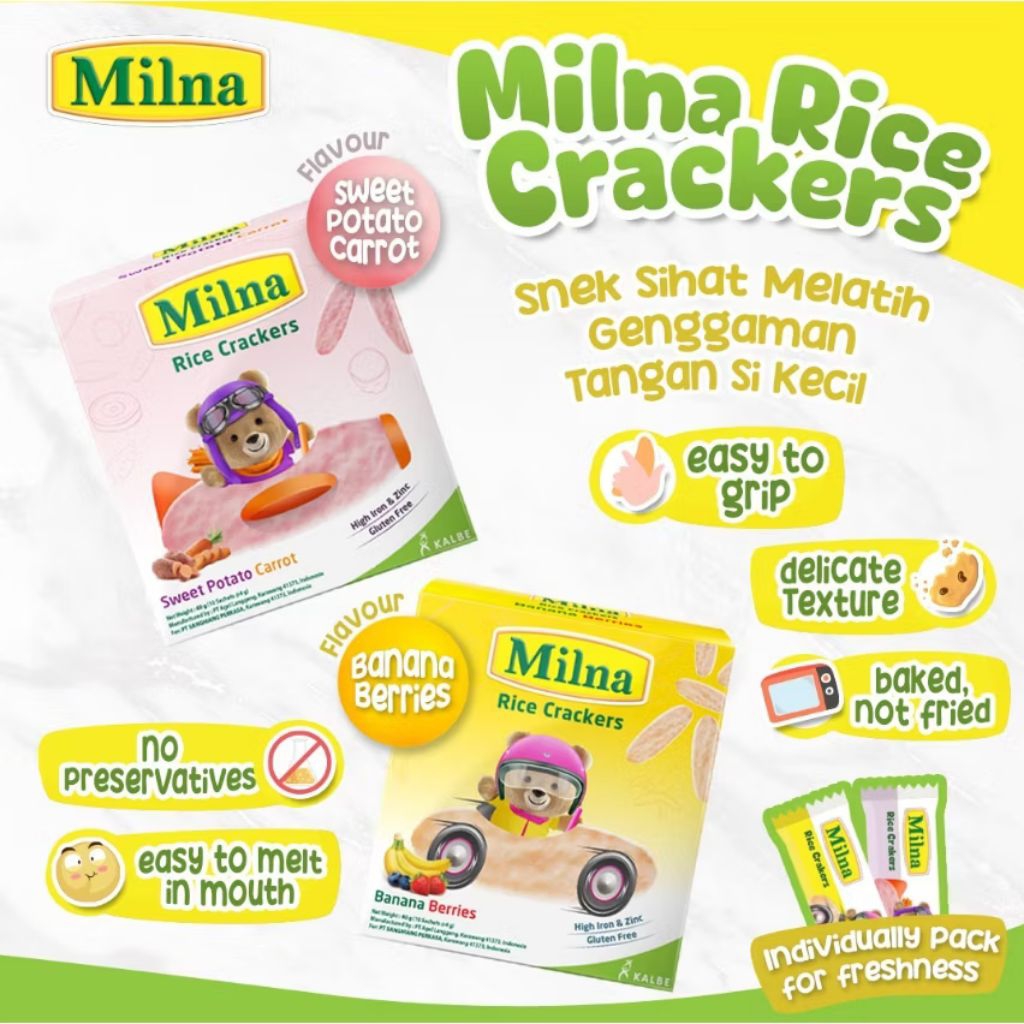 Milna Rice Crackers Banana Berries/Sweet Potato Carrot 40g | Shopee ...