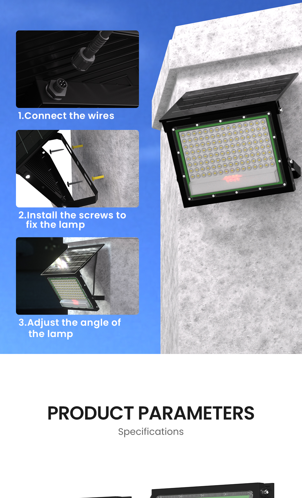 HAN RIVER 200W 100W Foldable Solar Light Outdoor Lighting RC IP65 Light ...