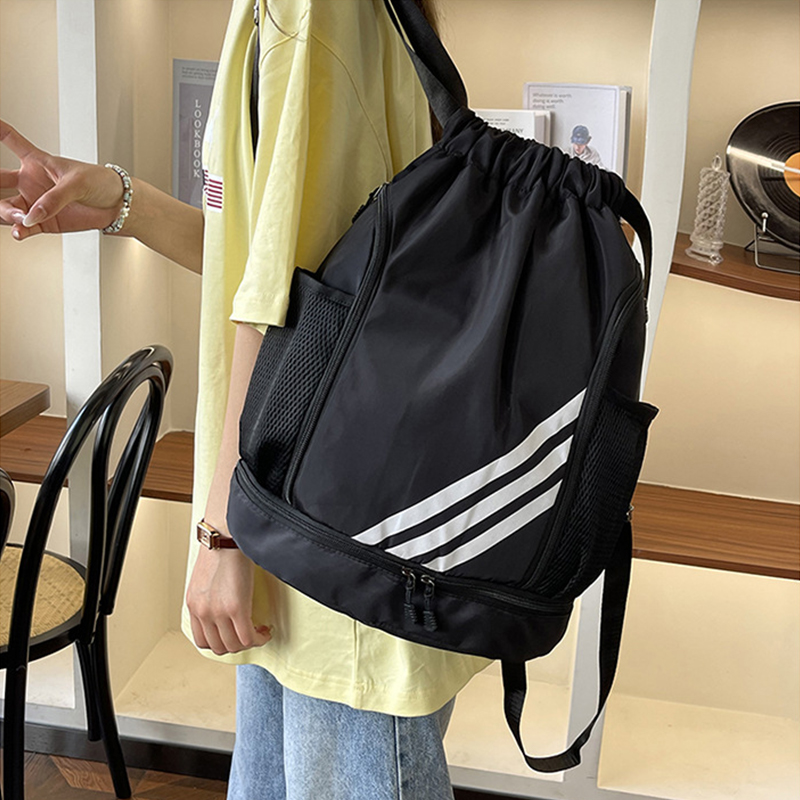 Drawstring Backpack with Indpendent shoe bag fitness yoga cycling and ...