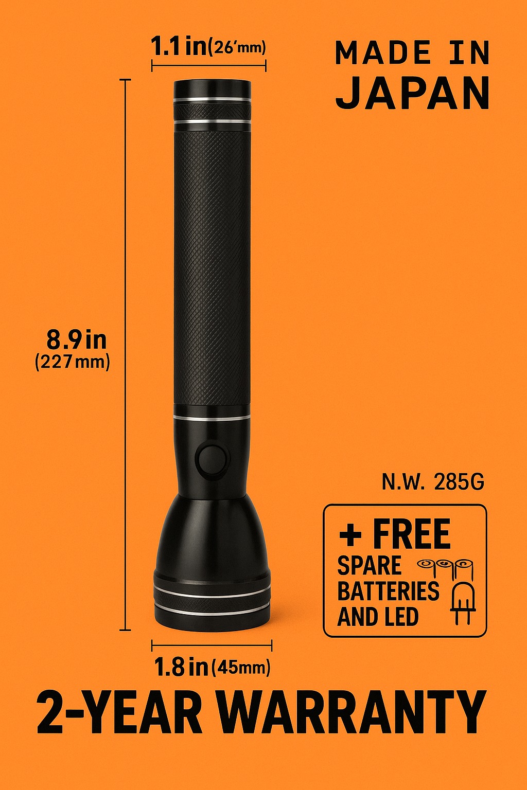Japan Made DC70 LED Torch Light Rechargeable Long Range Flashlight ...