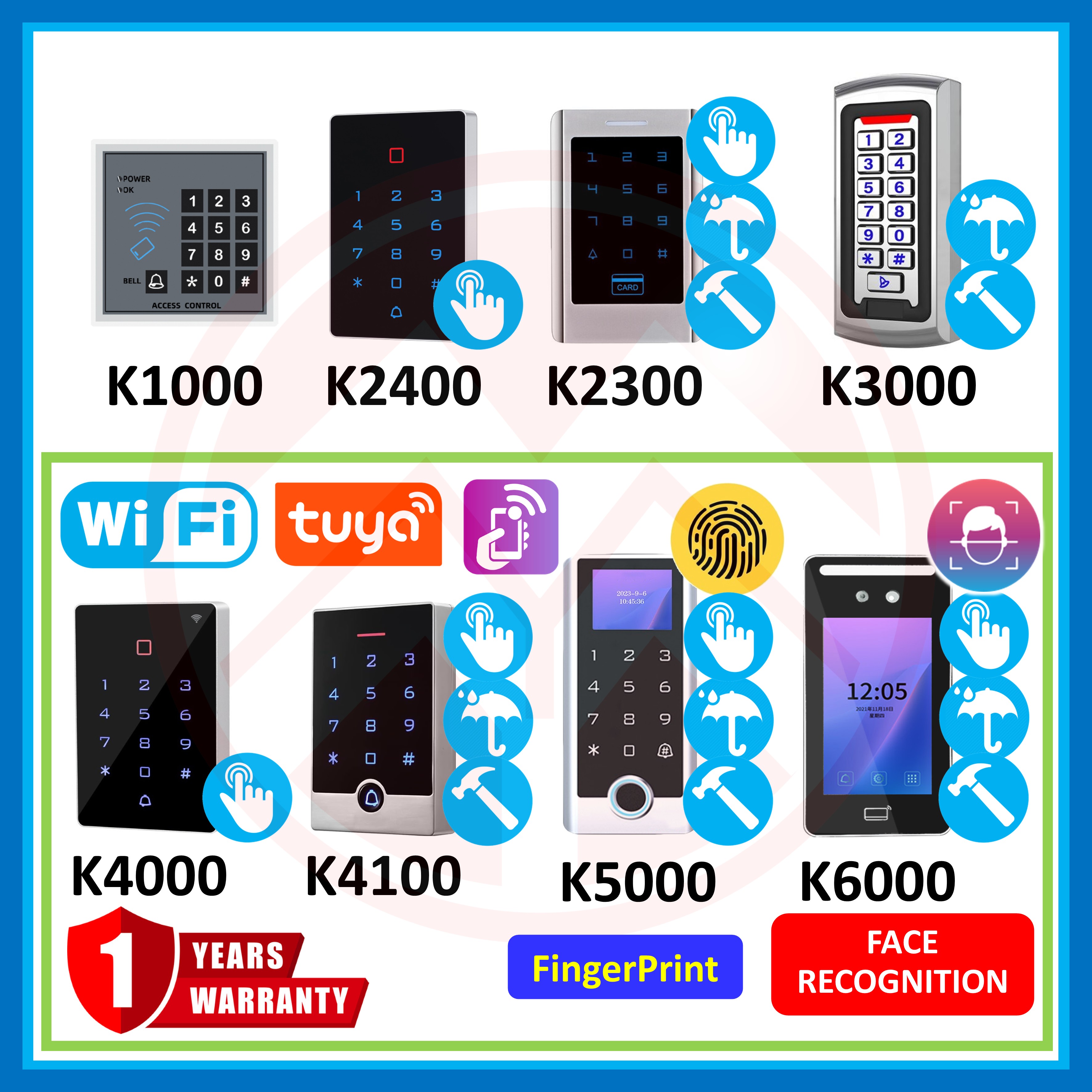 YMY K4000 / K4100 / K5000 / K6000 Tuya WiFi Fingerprint RFID DOOR ...