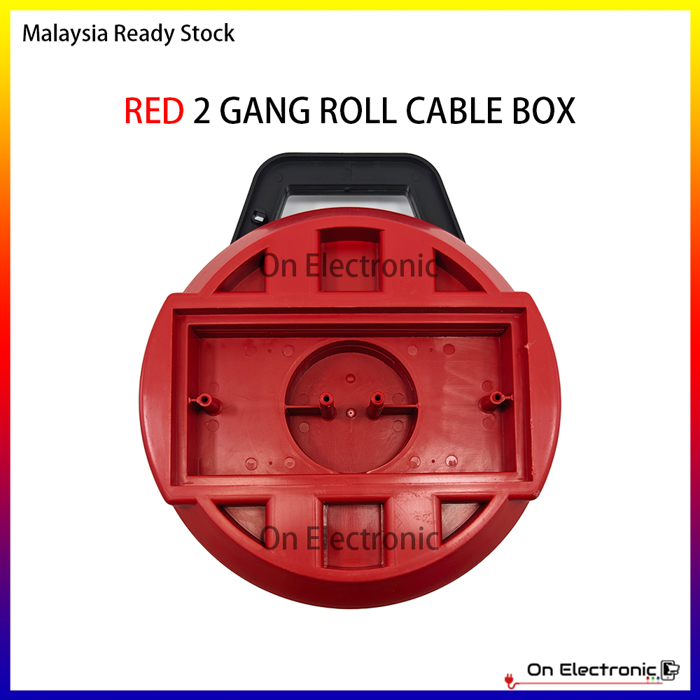 1 PCS 1 GANG / 2 GANG PVC ROLL CABLE BOX EXTENSION WIRE ROLLER RED ...